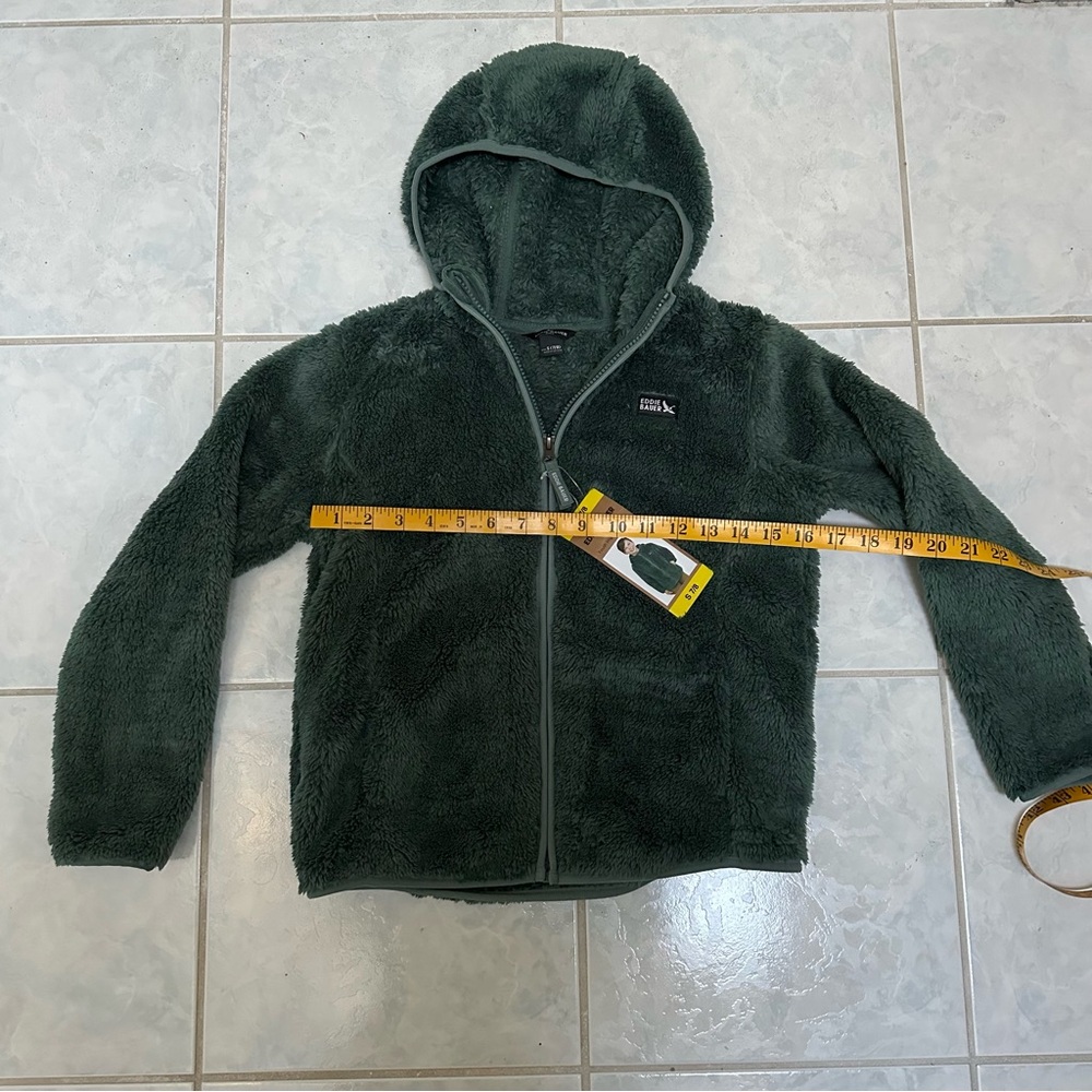NWT Eddie Bauer Youth Plush Zip Up Green Hoodie Size Small - Picture 3 of 7